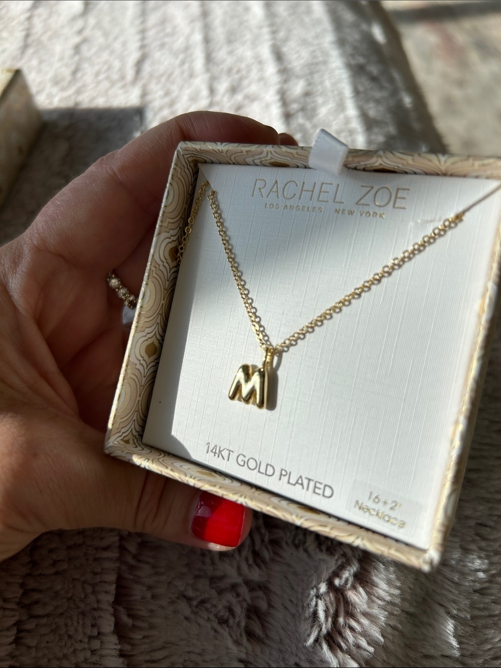 Rachel Zoe Gold Plated 'M' Initial Pendant Necklace - Gold